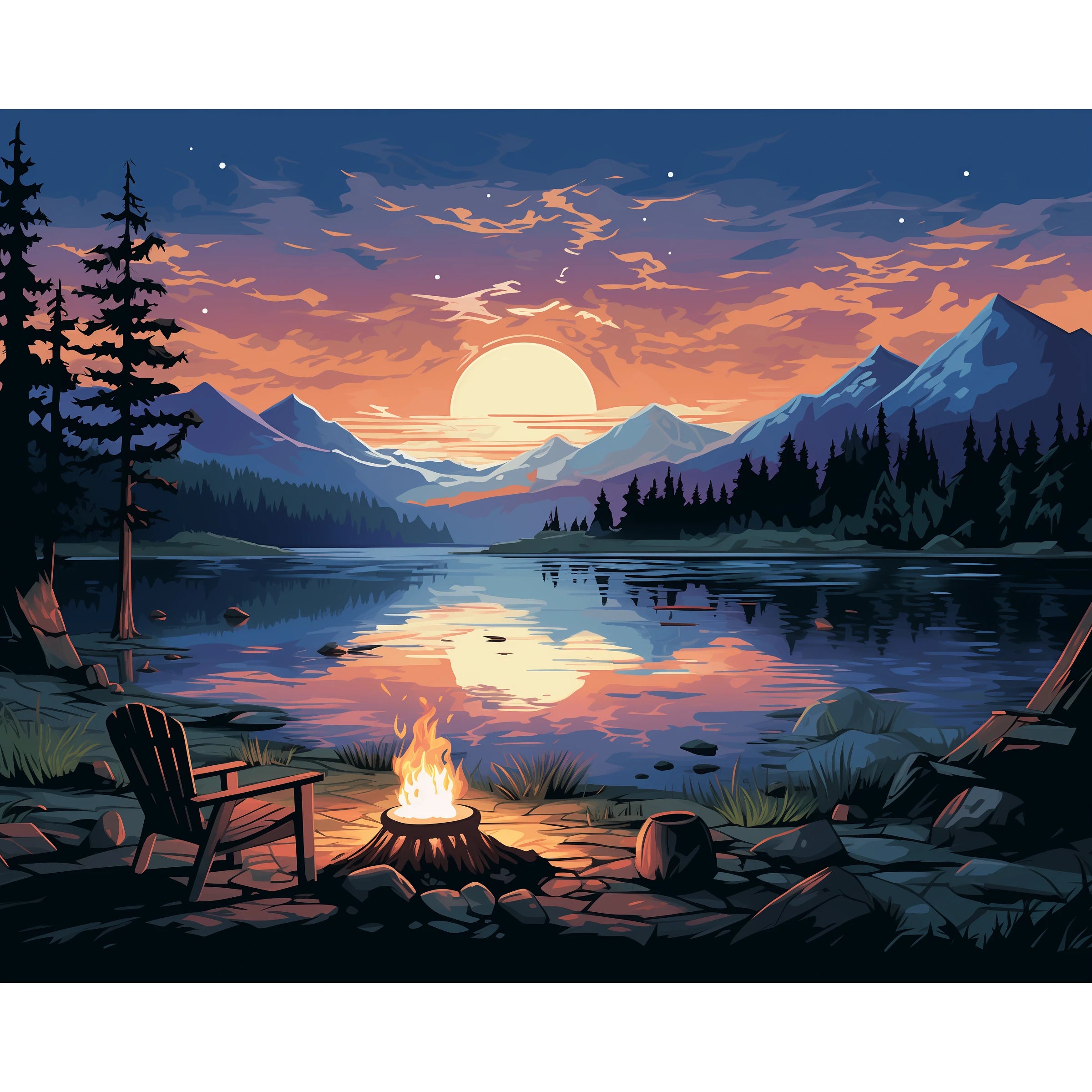 Moonlit Campfire